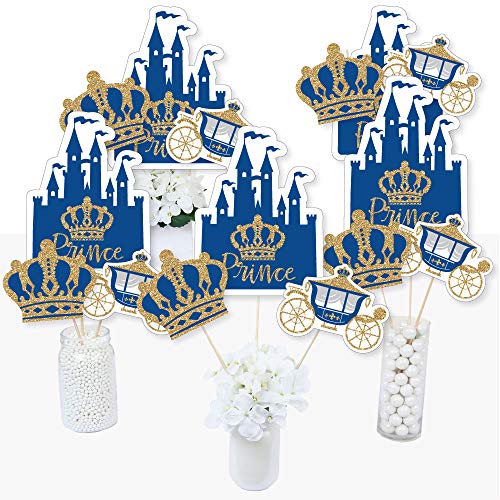 Book Cover Big Dot of Happiness Royal Prince Charming - Baby Shower or Birthday Party Centerpiece Sticks - Table Toppers - Set of 15