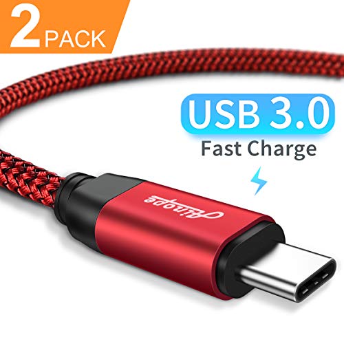 Book Cover USB C Cable Fast Charging 3.1A Fast Charge [2-Pack 6.6ft], AINOPE USB-A to Type-C Charger Cable, Durable Braided USB C Cord Compatible with Galaxy Note 10 9 8 S10 S9 S8 S8 Plus S20, V30, V20, G6