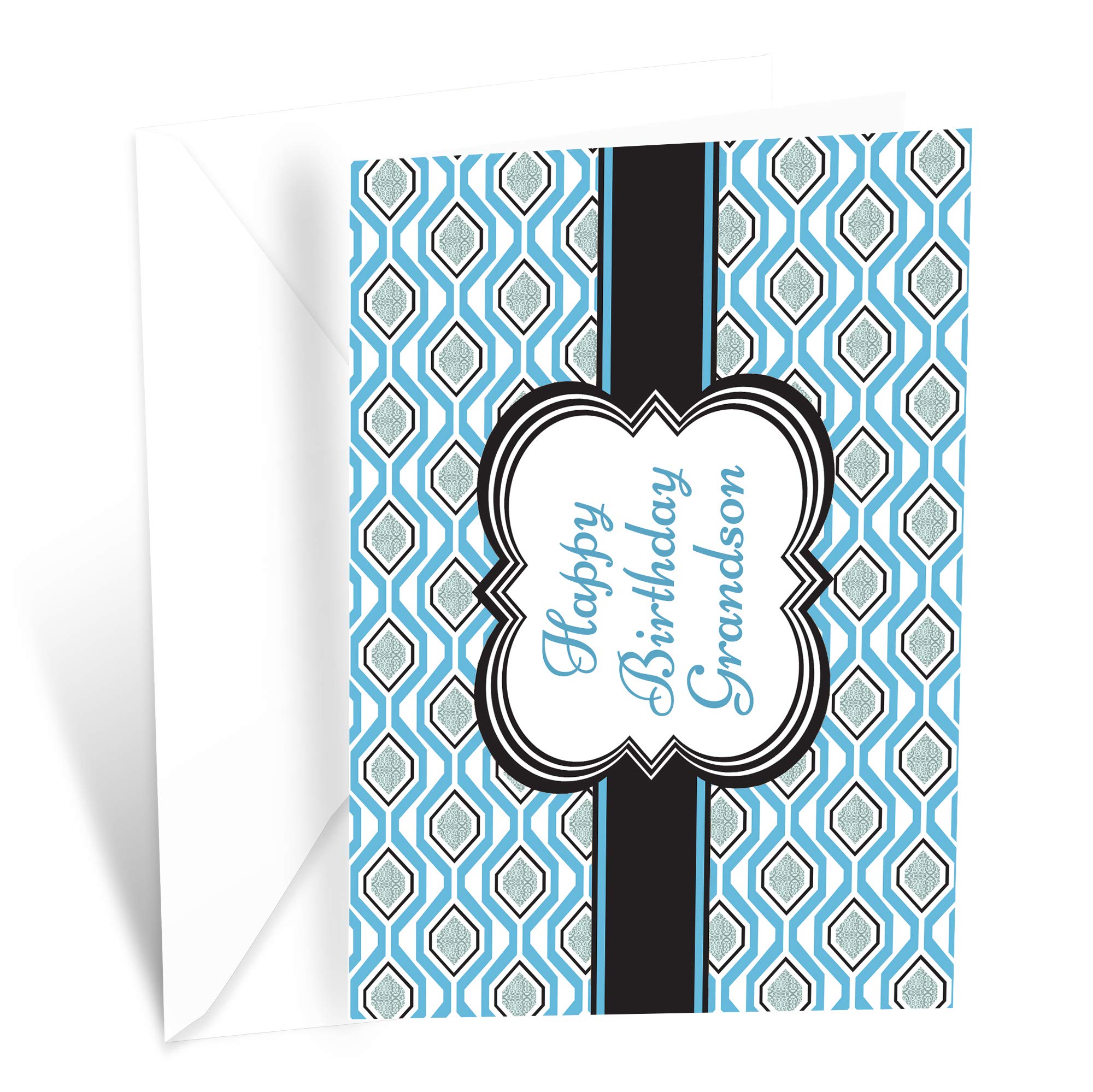 Book Cover Happy Birthday Greeting Card For Grandson | Made in America | Eco-Friendly | Thick Card Stock with Premium Envelope 5in x 7.75in | Packaged in Protective Mailer | Prime Greetings