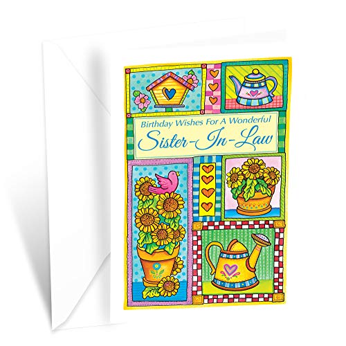 Book Cover Birthday Card Sister-In-Law | Made in America | Eco-Friendly | Thick Card Stock with Premium Envelope 5in x 7.75in | Packaged in Protective Mailer | Prime Greetings