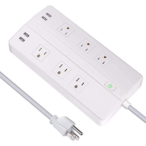 Book Cover Etekcity 6-Outlet Surge Protector Power Strip with 4 USB Charging Ports, 5610 Joules, 6 Ft Long Cord & Mounting Holes, 750â„ƒ Flame-Retardant, FCC Certified, ETL Listed, White
