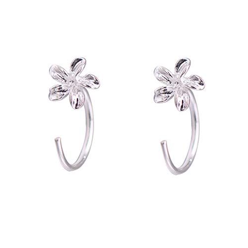 Book Cover SLUYNZ 925 Sterling Silver Plumeria Flowers Studs Earrings for Women Teen Girls Flowers Studs Earrings