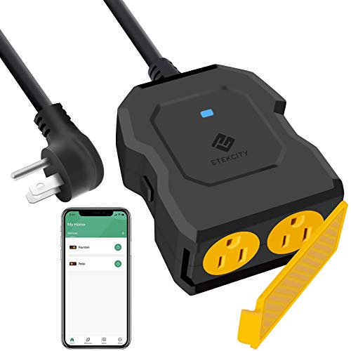 Book Cover Outdoor Smart Plug, Etekcity Outdoor WiFi Outlet with 2 Sockets, Works with Alexa & Google Home, Wireless Remote Control, Energy Monitoring & Timer Function, Waterproof, FCC and ETL Listed