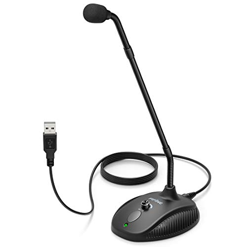 Book Cover Computer Microphone,Fifine Desktop Gooseneck Microphone,Mute Button with LED Indicator,USB Microphone for Windows and Mac Ideal for Gaming Streaming YouTube Podcast-K052