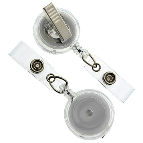 Book Cover Bulk 100 Pack - Premium Clear Retractable Badge Reels with Alligator Swivel Clip on Back by Specialist ID (Translucent Clear)