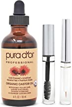 Book Cover PURA D'OR Castor Oil (4oz) 100% Pure Natural USDA Organic Carrier Oil for Body, Hair Growth, Eyebrows, Eyelashes - Cold Pressed Hexane Free Oil to Moisturize & Heal Dry Skin With Bonus Brush Kits
