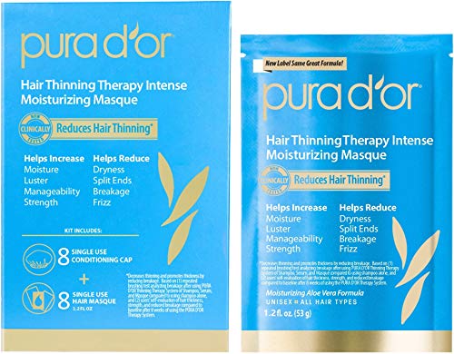 Book Cover PURA D'OR Hair Thinning Therapy Intense Moisturizing Masque (8-Pack) Deeply Hydrating Treatment Mask, Infused with Natural Ingredients, For All Hair Types, Men & Women (Packaging may vary)