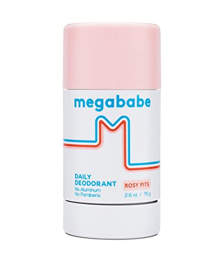 Book Cover Megababe Daily Deodorant - Rosy Pits | Aluminum-Free, Clear & Clean | 2.6 oz