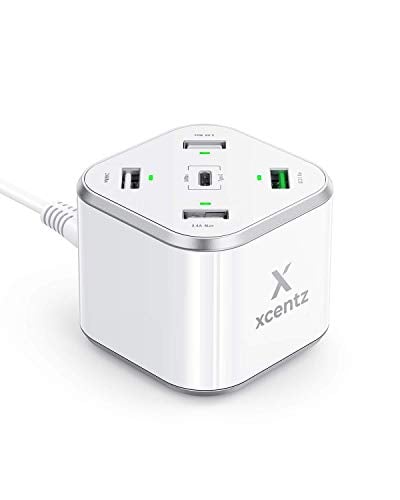 Book Cover Xcentz USB Charger Multi Port Desktop Charging Station 48W Cube USB C Wall Charger Quick Charge 3.0 Charging Port USB Power Ports for iPhone 11/11 Pro/11 Pro Max,iPhone X/XS/8/7/6, iPad