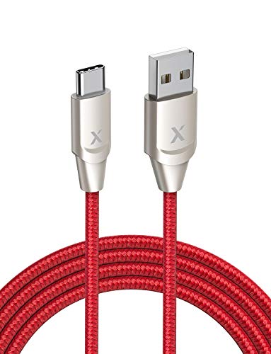 Book Cover Xcentz USB Type C Cable, [2 Pack 6ft] USB C to USB A Fast Charger, Nylon Braided Charging Cable for Samsung Galaxy S10/S9/S8/Note 8/9/10, LG V20/G5/G6, Pixel, iPad Pro 2018 and More, Red