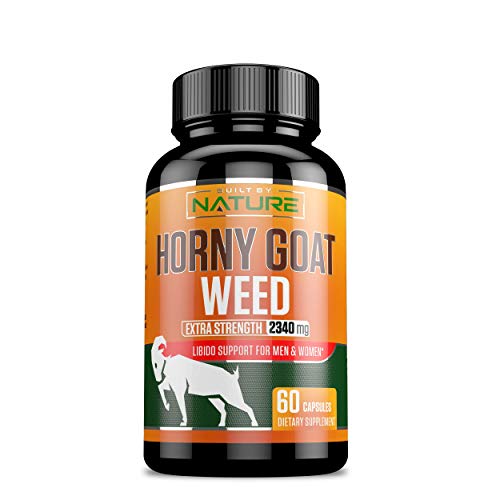 Book Cover Premium Horny Goat Weed Extract 2340mg with Epimedium, Icariins, Maca, & Tribulus. Enhanced Energy Performance Complex for Men & Women by Built By Nature - 60 Capsules