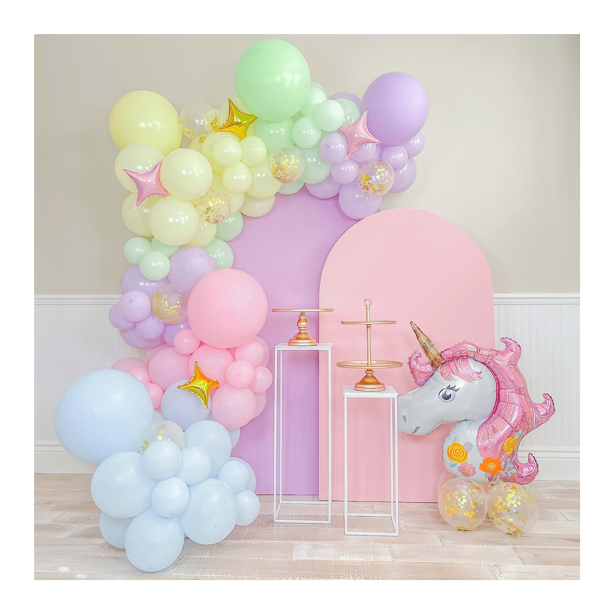 Book Cover SHIMMER & CONFETTI Premium 16ft Pastel Unicorn Balloons Arch Kit - Unicorn Balloon Garland Kit with Giant Foil, Star, Confetti - Unicorn Birthday Decorations for Girls - Macaron Rainbow Party Supplies
