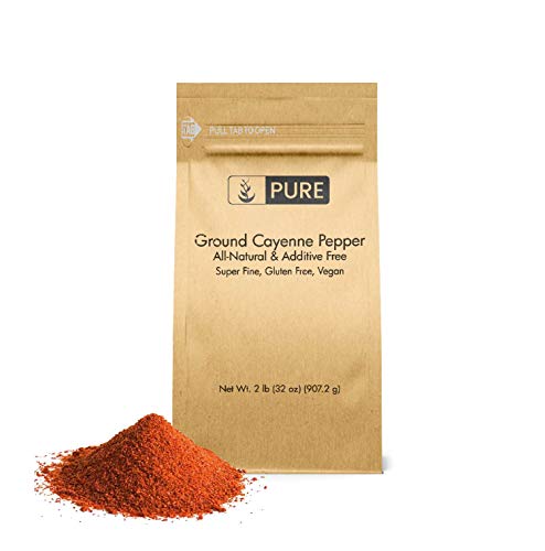 Book Cover Pure Organic Ingredients Vegan Ground Cayenne Pepper (2 lb) with Gluten Free - Used in Hot Sauces & Spicy Food (Red)