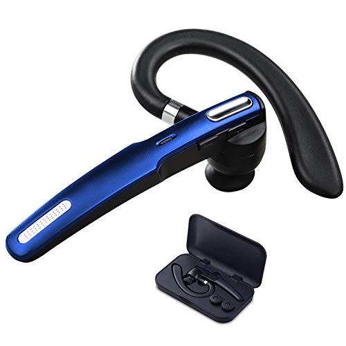 Book Cover Reaton Bluetooth Headset, Phone Wireless Bluetooth Earpiece W/Noise Cancelling Mic,10-Hr Playing Time, Hands Free Wireless Headphone for Cell Phone-Compatible with iOS, Android-Blue