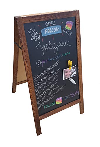 Book Cover Standing Chalkboard A Frame Sign - Attract Attention with This 40x22 Sidewalk Sandwich Board, Handcrafted for Business, Restaurant, Events, Wedding. Designed for Chalk & Chalk Markers, Bonus Offer!