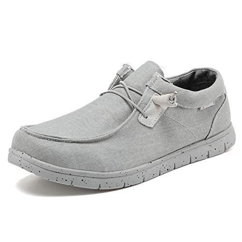 Book Cover FANTURE Men Loafer Slip On Sneakers Casual Comfort Lightweight Travel Stretch Canvas Shoes-U418WMT006-gray-M-44
