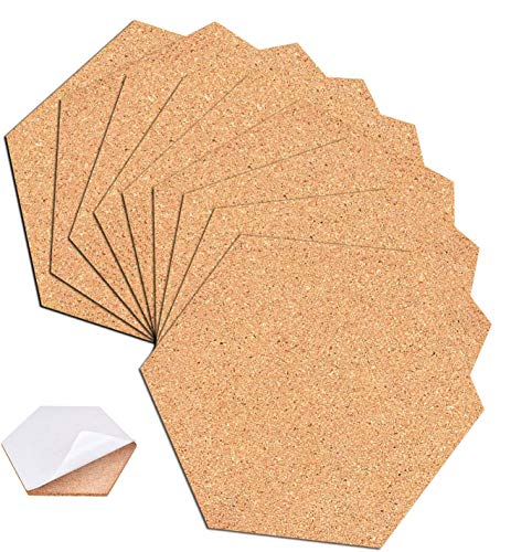 Book Cover 60 Pack Hexagon Cork Coasters Cork Squares Cork Board Tiles with Full Sticky Back,Mini Wall Bulletin Boards, for Pictures,Photos,Notes,Goals,Drawing,Painting-Bonus