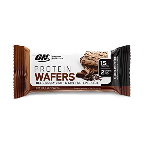 Book Cover New! Optimum Nutrition High Protein Wafer Bars, Low Sugar, Low Fat, Low Carb Dessert, Flavor: Chocolate, 9 Count