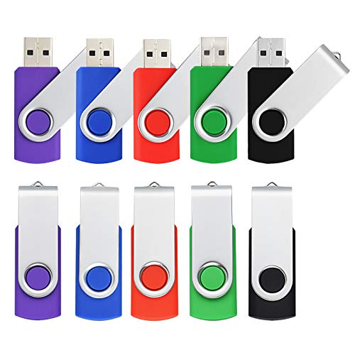 Book Cover KOOTION 10pack 32GB USB Flash Drive USB2.0 Thumb Drives Swivel Memory Stick Jump Drives (5 Colors: Black Blue Green Purple Red)