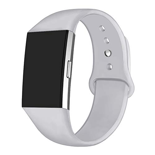 Book Cover GHIJKL Sports Band Compatible Fit bit Charge 2, Soft Silicone Replacement Wristband for Fi tbit Charge 2,Women Men,Small, Light Gray