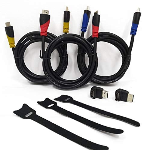 Book Cover HDMI Cable-4K High Speed, Color Cord 6 Feet 3 Pack with Gold Plated Connectors, Bonus Angled Adapters(90Â°/270Â°) HDMI 2.0 Cable 18Gbps, 4K HDR, 3D, 2160P, 1080P, Ethernet Cord 30AWG, Audio Return(ARC)