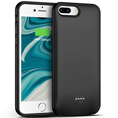 Book Cover Battery Case for iPhone 7 Plus/8 Plus/6 Plus/6s Plus,5500mAh Portable Protective Charging Case Compatible with iPhone 7 Plus/8 Plus/6 Plus/6s Plus (5.5 inch) Rechargeable Extended Battery (Black)