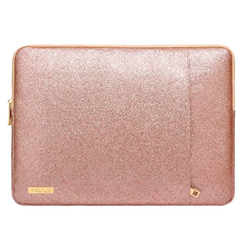 Book Cover MOSISO Laptop Sleeve Compatible with 13-13.3 Inch MacBook Air/MacBook Pro Retina/2016-2019 MacBook Pro USB-C/Surface Book, PU Leather Vertical Style Super Padded Bag Waterproof Case, Shining Rose Gold