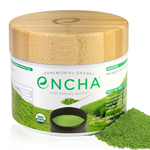 Book Cover Encha Ceremonial Organic Matcha in Reusable Glass Jar (USDA Organic Certificate and Antioxidant Content Listed, Premium First Harvest Directly from Farm in Uji, Japan, 30g/1.06oz in Glass Jar)