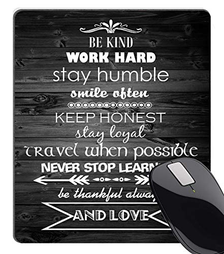 Book Cover Wknoon Inspirational Positive Quote Vintage Black Old Wood Mouse Pad, Be Kind Work Hard Stay Humble Smile Ofen Quotes Large Mouse Pads Custom