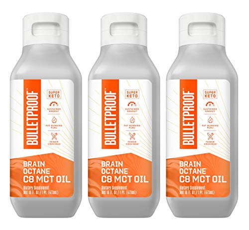 Book Cover Bulletproof Brain Octane C8 MCT Oil, 16 Ounces (Pack of 3), Keto Supplement for Sustained Energy and Fewer Cravings