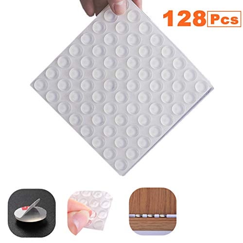 Book Cover Rubber Bumpers Cabinet Door Bumper 128 Pieces Large Clear Adhesive Rubber Feet Pads Noise Dampening Buffer Dots for Door, Drawers, Picture Frame,Glass Non Slip