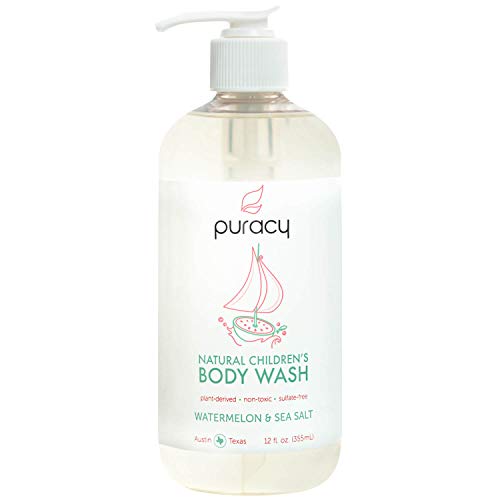 Book Cover Puracy Natural Children's Body Wash, Tear-Free Kid's Soap, Sulfate-Free, Watermelon & Sea Salt, 12 Ounce, Pack of 1