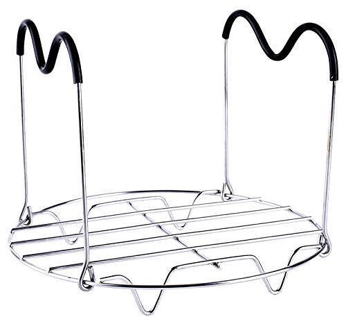 Book Cover HapWay Steamer Rack Trivet with Heat Resistant Silicone Handles Compatible with Instant Pot 6 & 8 qt Accessories, Stainless Steel Steaming Rack Trivet Stand for Pressure Cooker