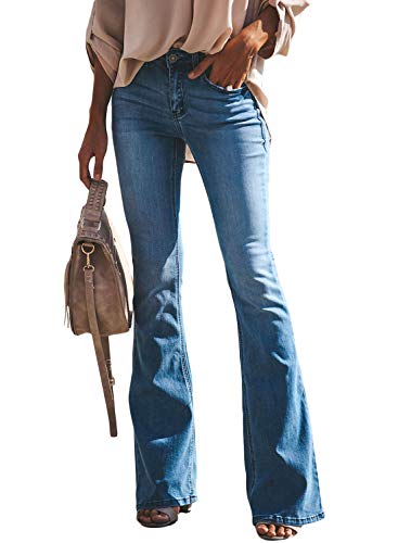 Book Cover Sidefeel Women Ripped Flare Jeans Mid Rise Fitted Denim Pants