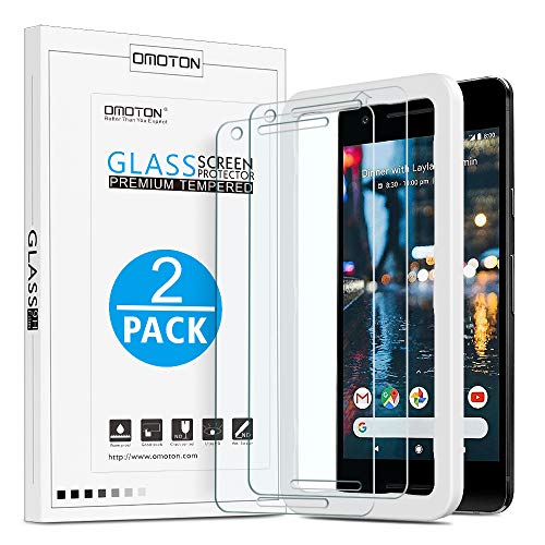 Book Cover OMOTON Tempered Glass Screen Protector Compatible with Google Pixel 2 [2 Pack]