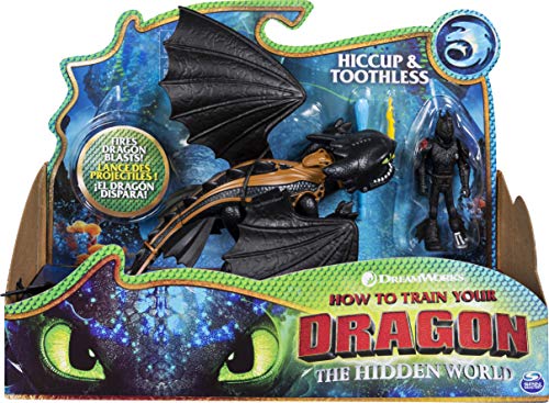 Book Cover DreamWorks Dragons, Toothless and Hiccup, Dragon with Armored Viking Figure, for Kids Aged 4 and Up