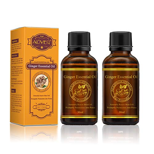 Book Cover 2PCS Ginger essential oil Lymphatic Drainage,100% Pure Natural Plant Ginger Oils Anti Aging Best Therapeutic Grade Essential Oil