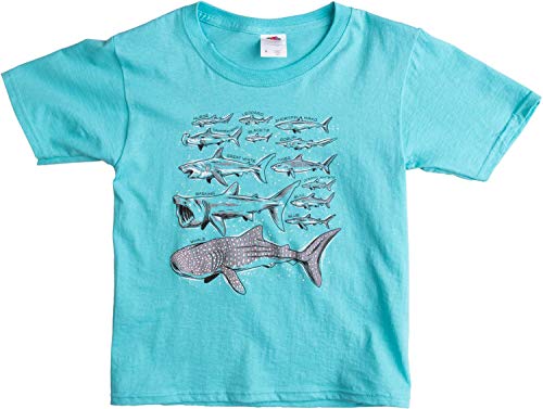 Book Cover Shark Species | Cool Ocean Fan Boy Girl Birthday Party Swim Shirt Youth T-Shirt