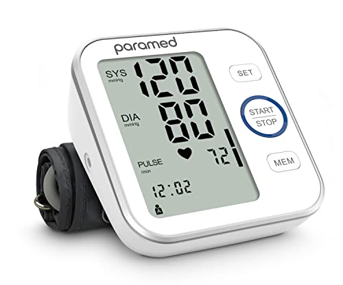 Book Cover Paramed Blood Pressure Monitor - Bp Machine - Automatic Upper Arm Blood Pressure Cuff 8.7-15.7 inches - Large LCD Display 120 Sets Memory - Device Bag & Batteries Included