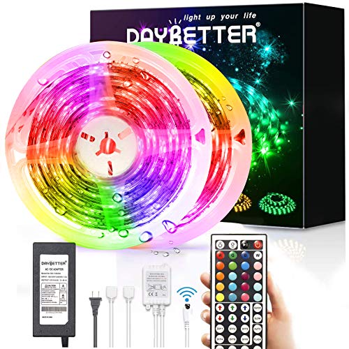 Book Cover Led Strip Lights Waterproof, DAYBETTER 32.8ft LED Tape Lights Color Changing LEDs Light Strips Kit with 44 Keys Ir Remote Controller and 12v Power Supply for Indoor Outdoor Use