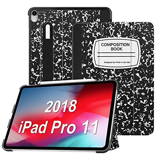 Book Cover Fintie SlimShell Case for iPad Pro 11 Inch 1st Generation 2018 (Not for iPad Pro 2020) - Lightweight Stand Cover with Pencil Holder, Auto Sleep/Wake, Supports Pencil Charging, Composition Book Black