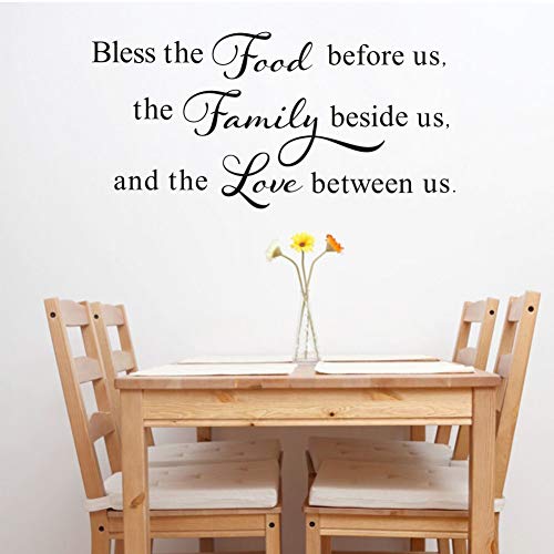 Book Cover Bless This Food Before Us,The Family Beside Us, and The Love Between Us Wall Decal, Kitchen Dining Room Prayer Sticker, Family Love Positive Quote Thanksgiving Decal