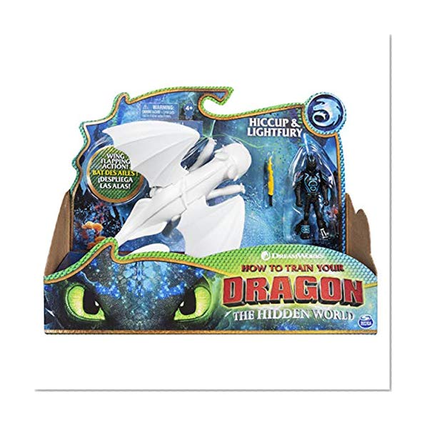 Book Cover Dreamworks Dragons, Lightfury and Hiccup, Dragon with Armored Viking Figure, for Kids Aged 4 and Up