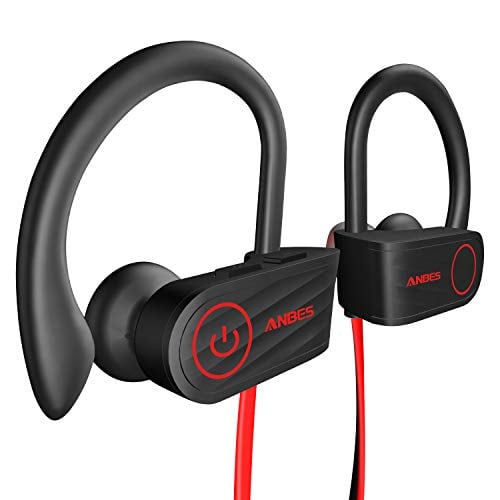 Book Cover Bluetooth Headphones, Anbes Wireless Earbuds, IPX7 Waterproof Sports Earphones with Ear Hooks & Mic, HD Stereo in-Ear Headphones Gym Running Workout, 8 Hours Battery Noise Canceling Headsets