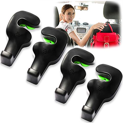 Book Cover Phovana Car Purse Hook for Car Headrest Hook, Headrest Hooks for Car Hook Headrest Hangers, Purse Hook for Car Hook-Hanger Purse or Grocery Bags for Automotive Front Back Seat Headrest,4 Pack(Black)
