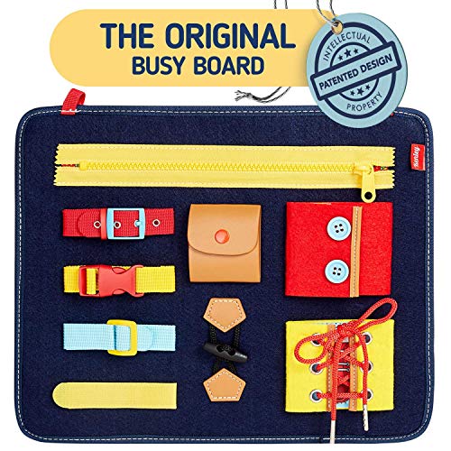 Book Cover Kimy Busy Board for Toddlers Fine Motor Skills Activities, Educational Sensory Toys for 1-4 Year Old Kids, Toddler Travel Toys