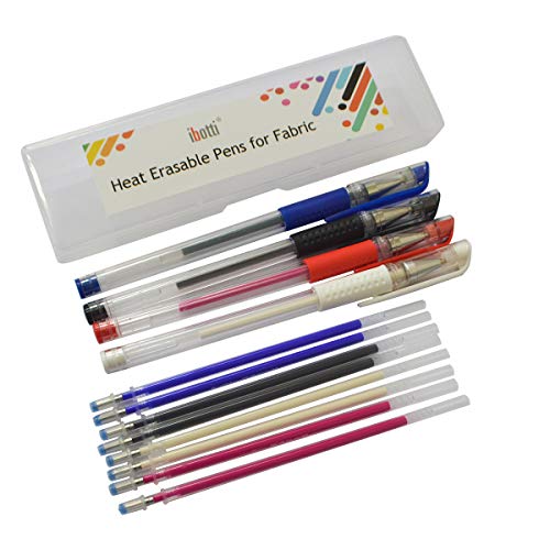 Book Cover Heat Erase Pens for Fabric with 8 Free Refills for Quilting Sewing, 4-Pack
