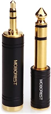 Book Cover MOBOREST 3.5mm M to 6.35mm F Stereo Pure Copper Adapter, 1/8 Inch Plug Male to 1/4 Inch Jack Female Stereo Adapter, Can be Used Conversion Headphone adapte, amp adapte, Black Fashion 2-Pack