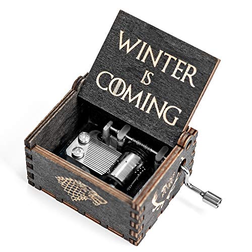 Book Cover Game of Thrones Music Box, Wood Merchandise GOT Classic Hand Crank Carved Theme Music Box Best Gift for Kids, Boy, Girl, Friends