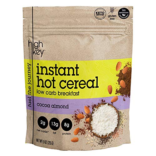 Book Cover HighKey Snacks Keto Instant Hot Cereal Breakfast - Gluten & Grain Free - Perfect Ketogenic Friendly Food - Low Carb, High Protein - Good for Desserts, Atkins & Diabetic Diets (Cocoa Almond)